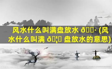 风水什么叫满盘放水 🌷 (风水什么叫满 🦊 盘放水的意思)